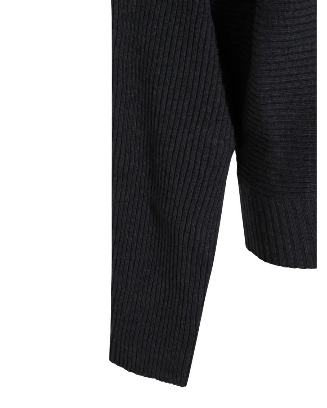 AYA MUSE Gray Ribbed Boat-Neck Sweater