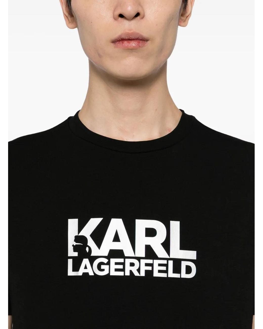 Karl Lagerfeld Black Logo-Print T-Shirt for men