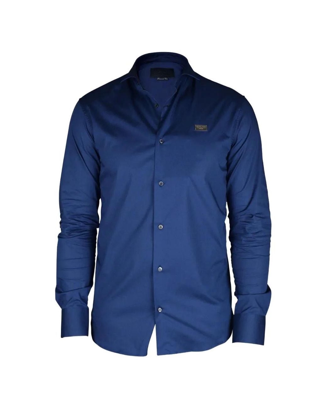 Philipp Plein Blue Diamond Cut Ls Iconic Shirt for men