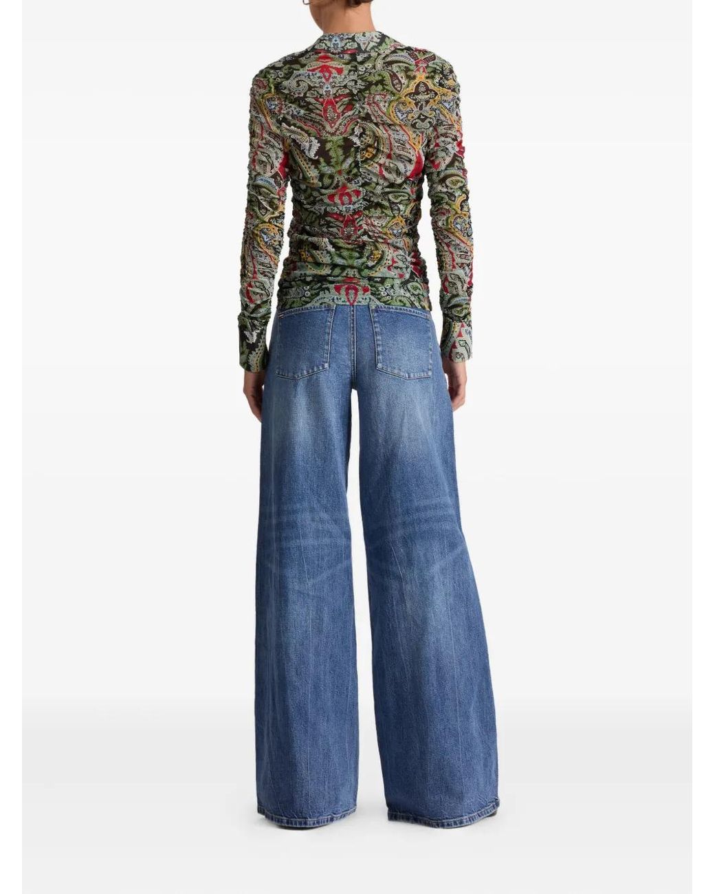 Alice + Olivia Green Portia Ruched Top