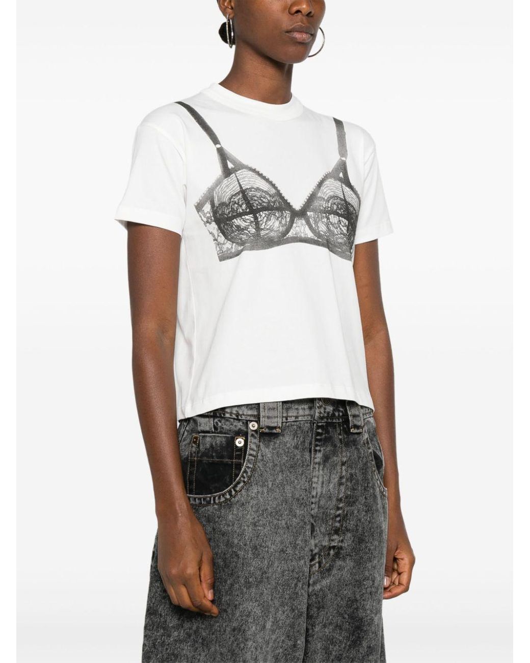 トップス Vaquera Women's Gray T-shirt Bra Print VAQUERA Bra-Printed T-Shirt in Gray | Lyst