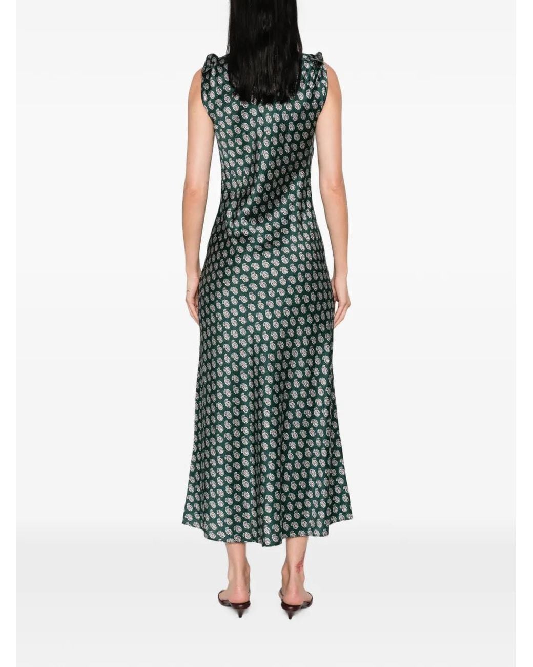 Doen Green Paisley-Print Midi Dress