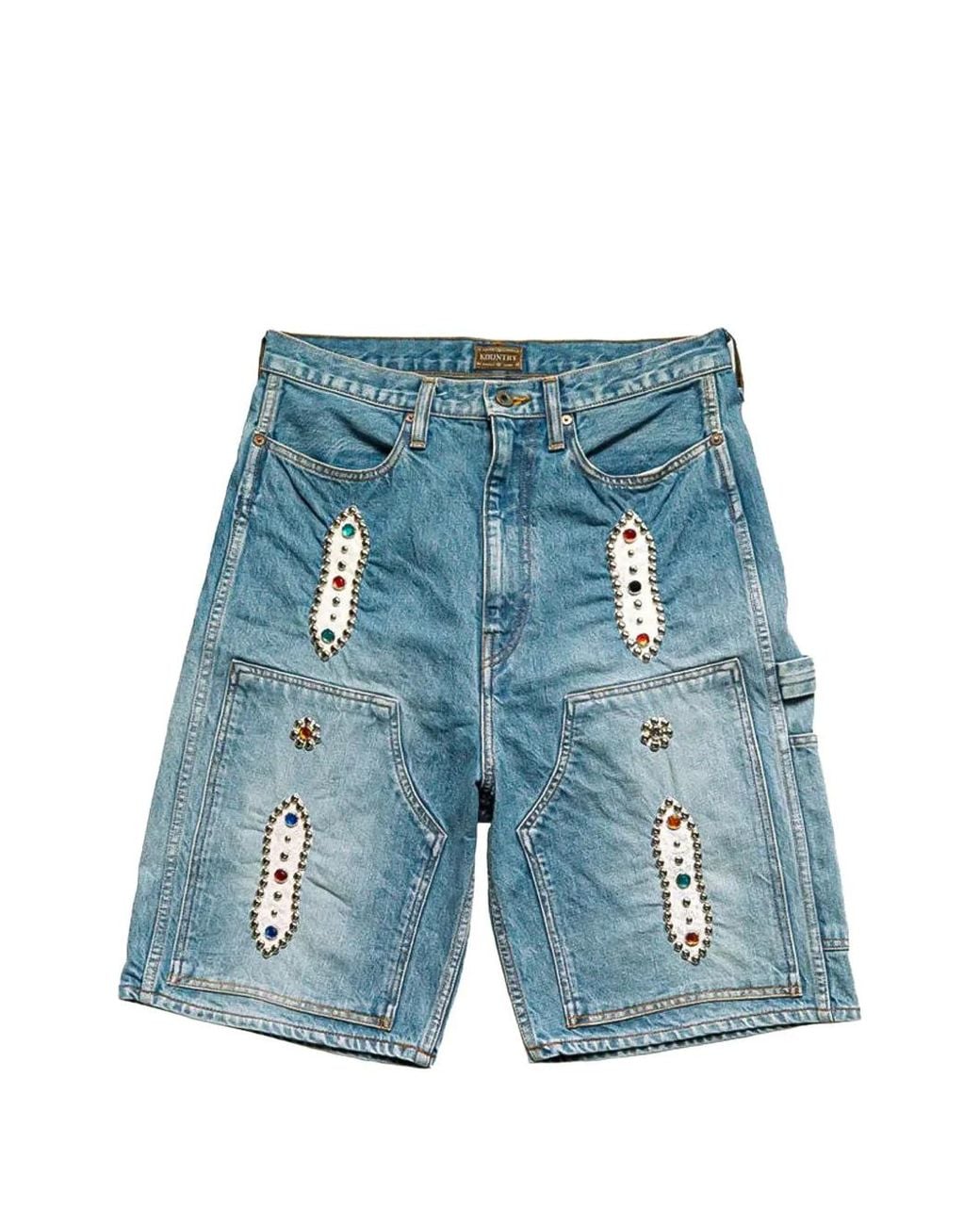 Kapital Blue Stud-Embellished Denim Shorts for men
