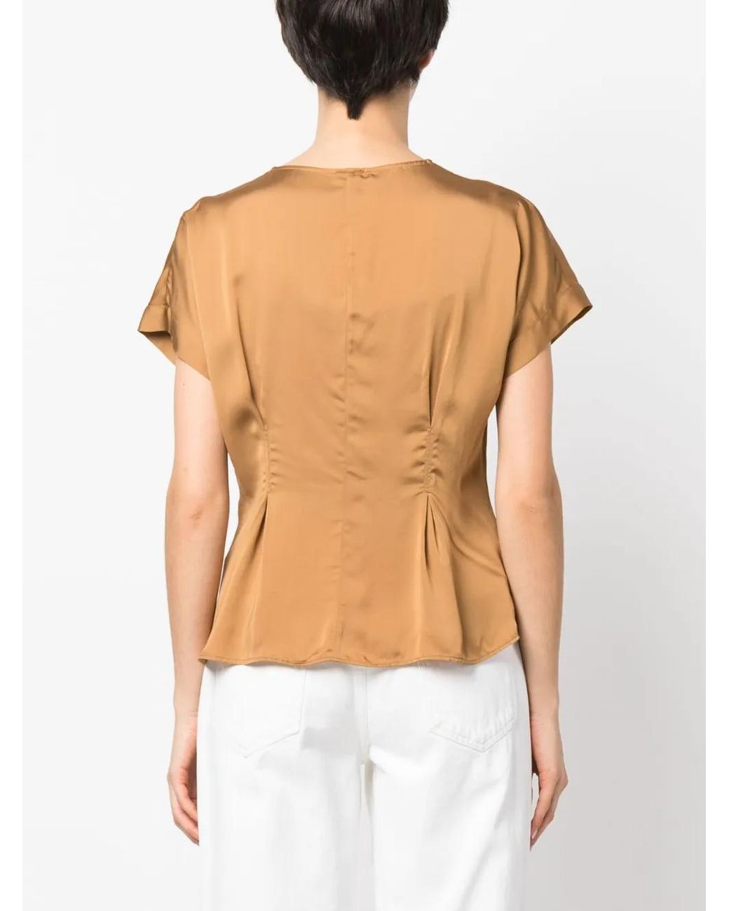 Aspesi Natural Satin-Finish Flared Blouse