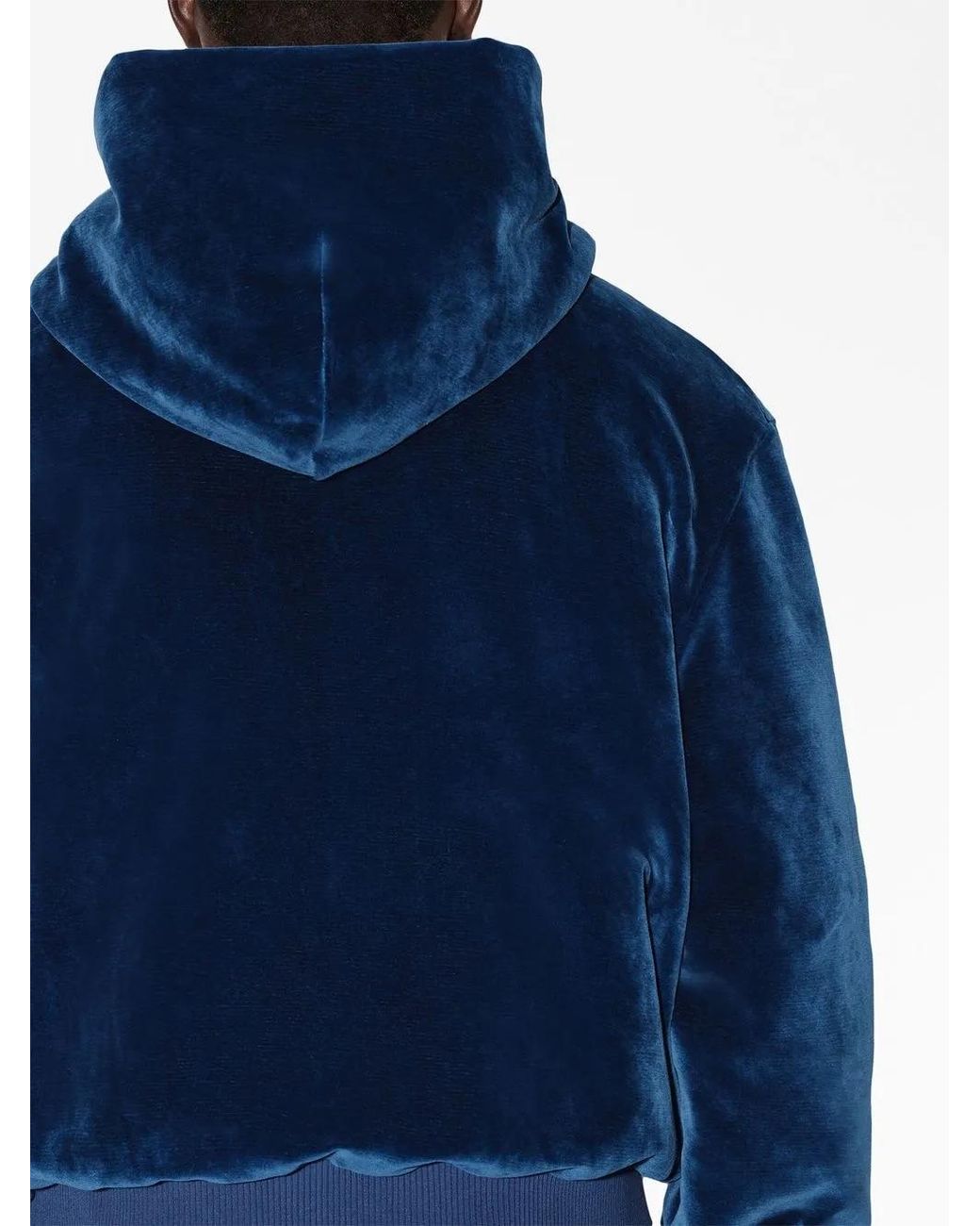 Amiri Blue Velour Pouch-Pocket Hoodie for men