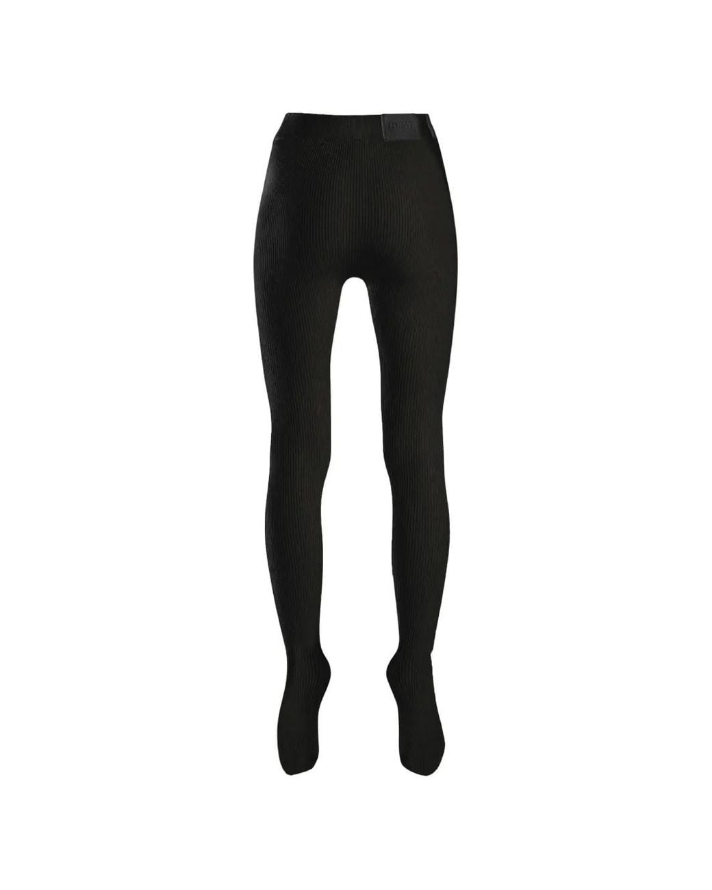 Loewe Black Ribbed-Knit Logo-Patch Trousers