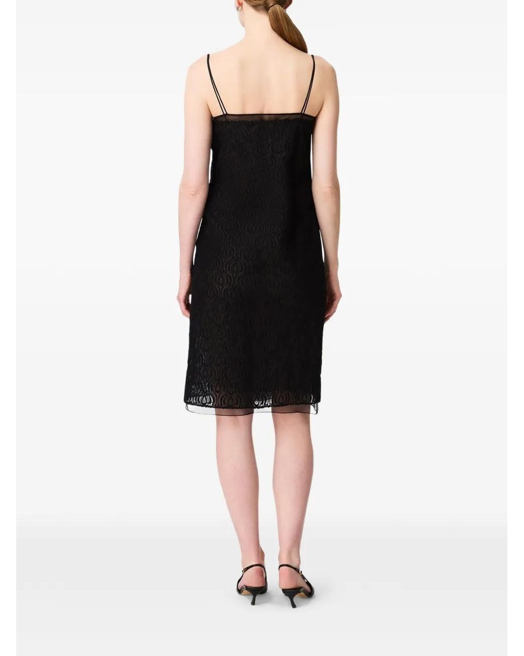 Another Tomorrow Black Embroidered Mini Dress
