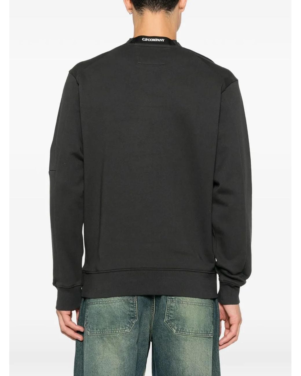 C P Company Black Lens-Detail Sleeve-Pocket Sweatshirt for men