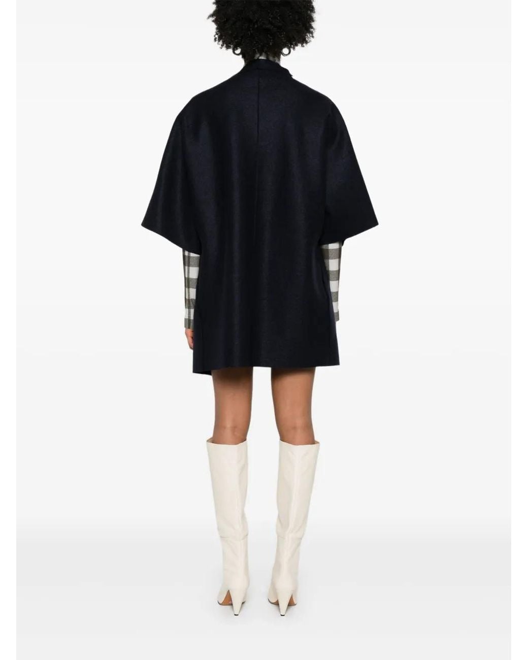 Harris Wharf London Blue Short-Sleeve Collared Coat