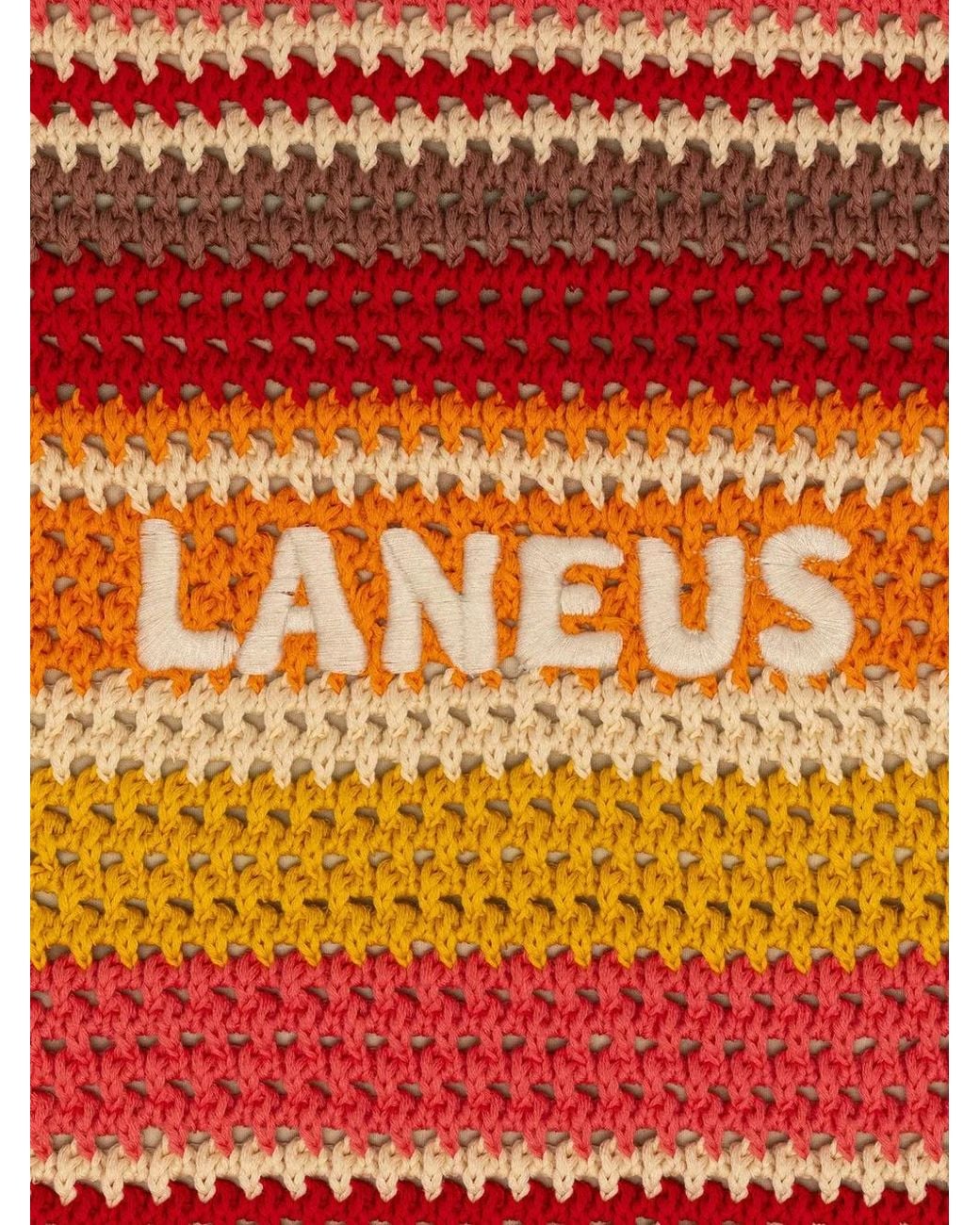 Laneus Orange Striped-Pattern Shoulder Bag