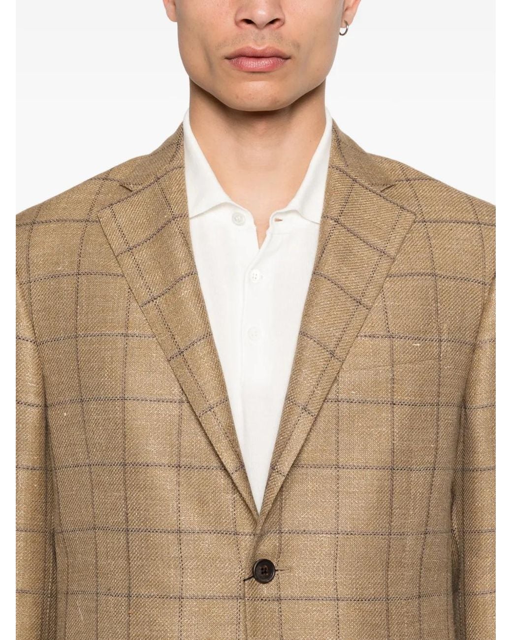 Corneliani Natural Checked Button Jacket for men