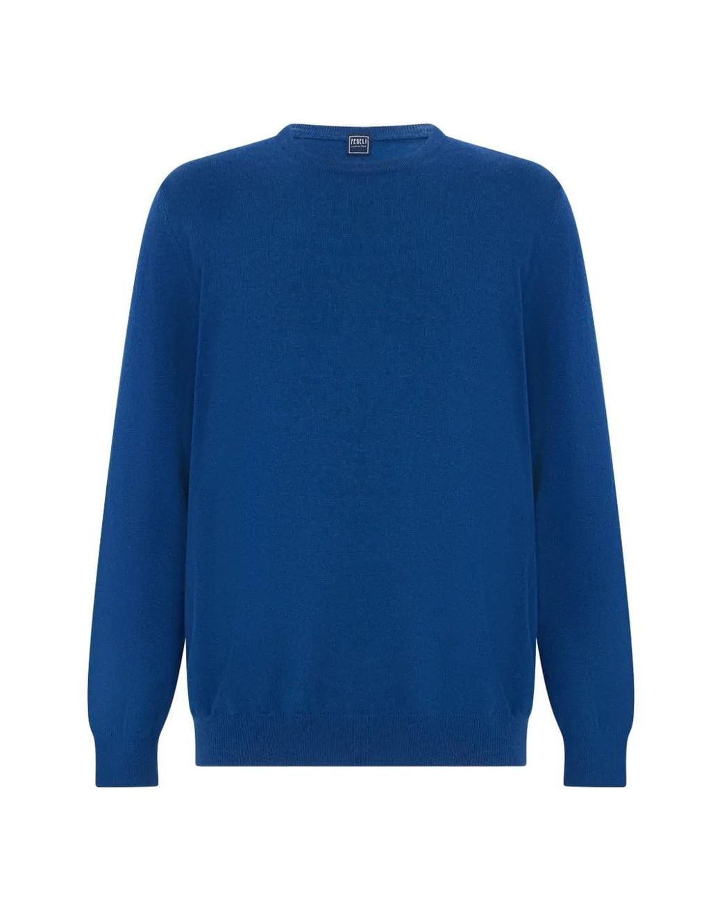 Fedeli Blue Cashmere Crew-Neck Sweater for men