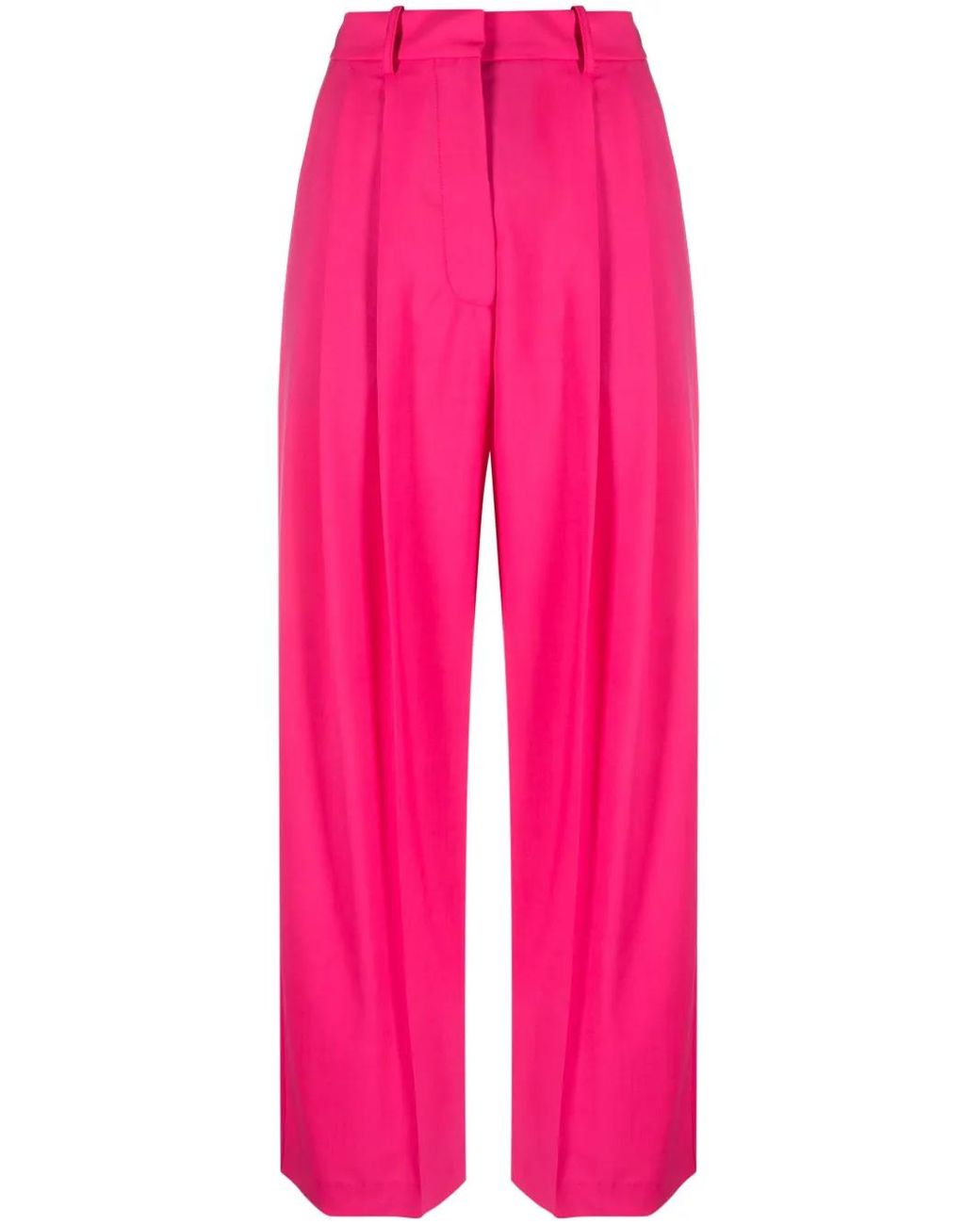 Alysi Pink Pleat-Detail Straight-Leg Trousers