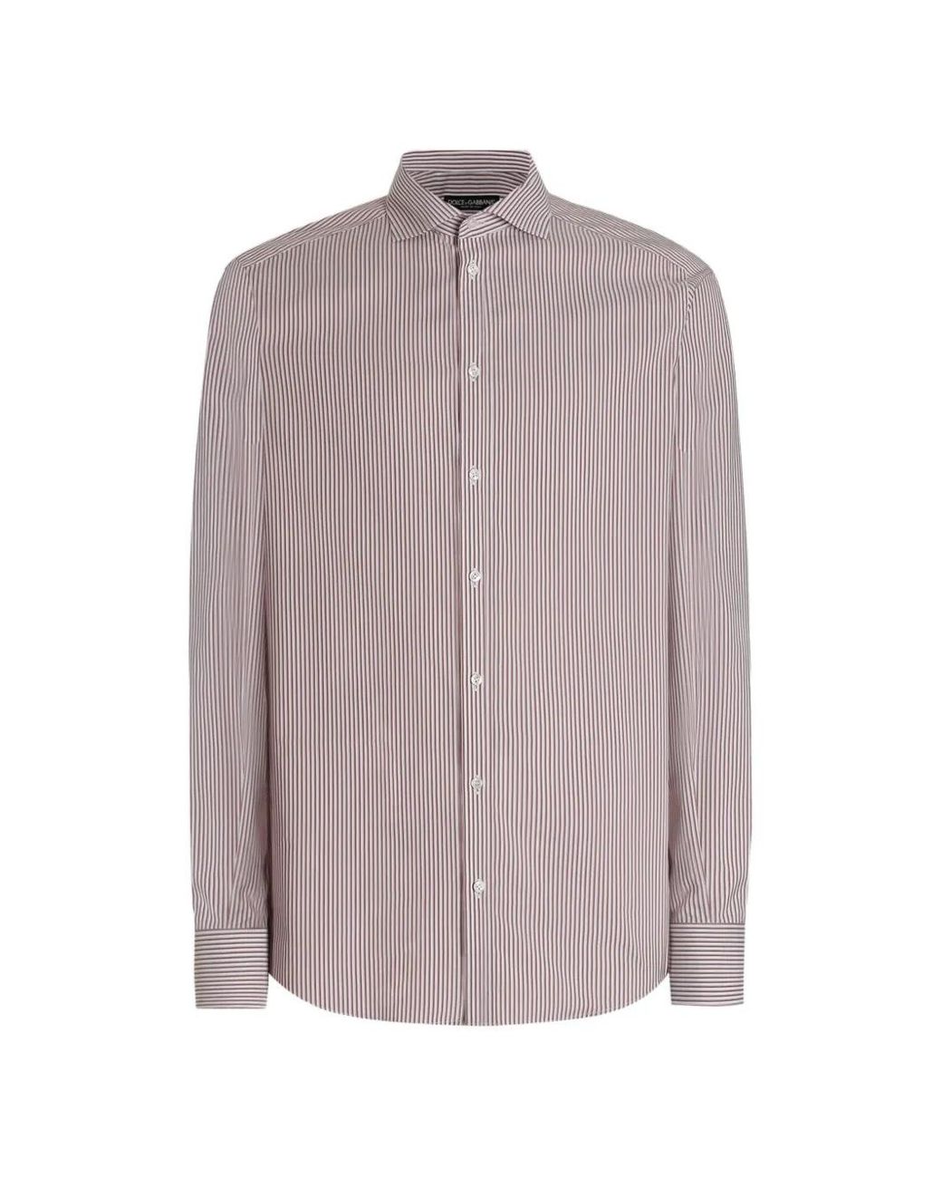Dolce & Gabbana Brown Striped Cotton Martini Shirt for men