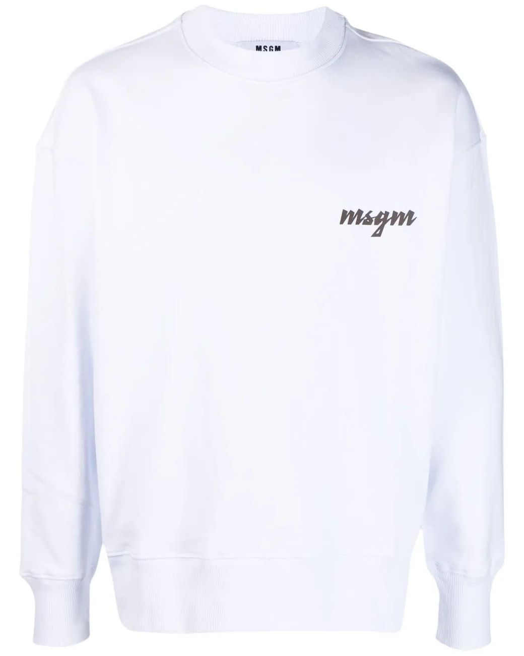 MSGM White Logo-Print Cotton Sweatshirt for men