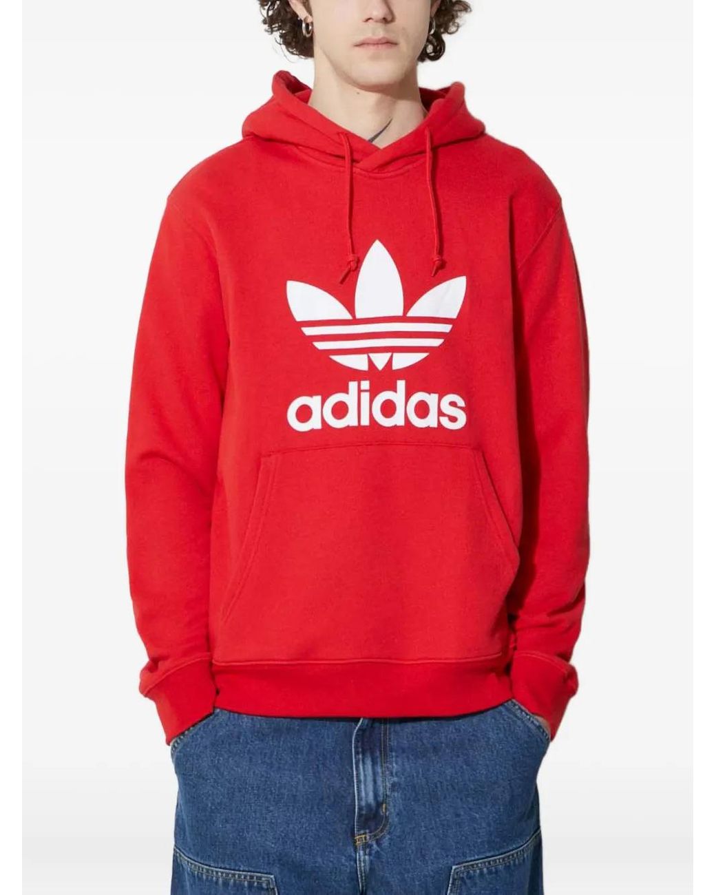 Adidas Red Logo-Print Hoodie for men
