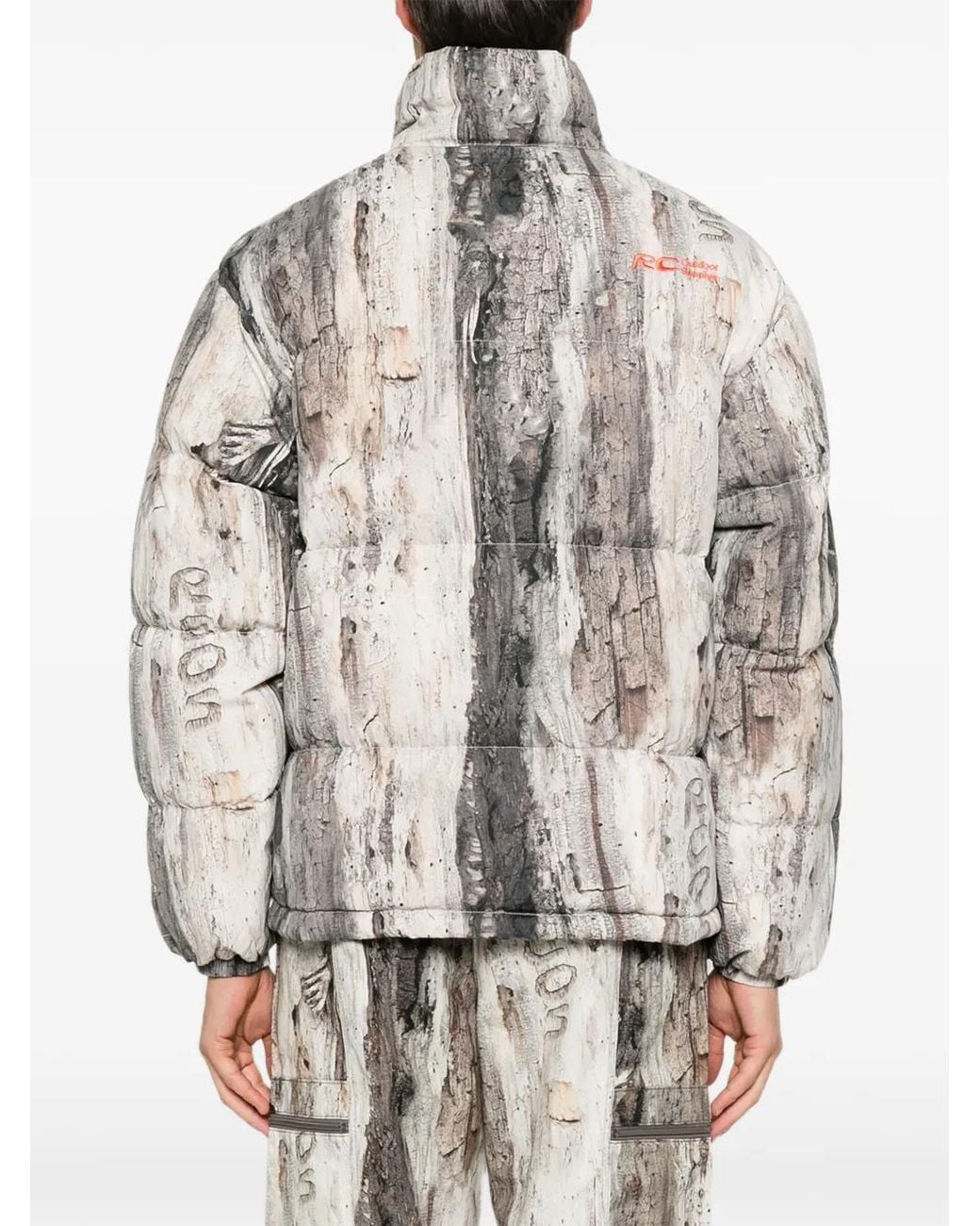 RC Outdoor Supply White Sierra Tree-Bark-Print Puffer Jacket for men
