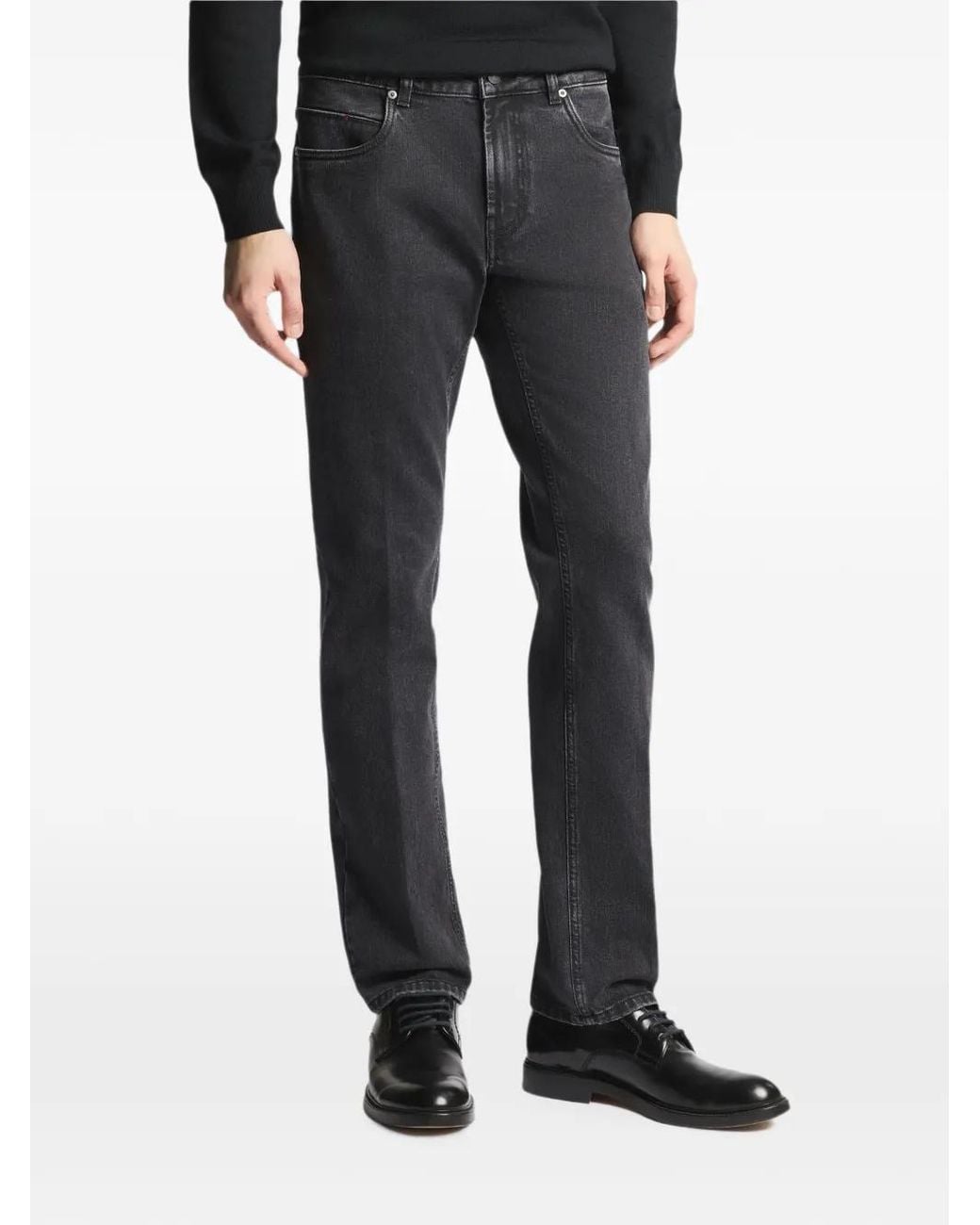 Fay Black Logo-Patch Five-Pocket Jeans for men