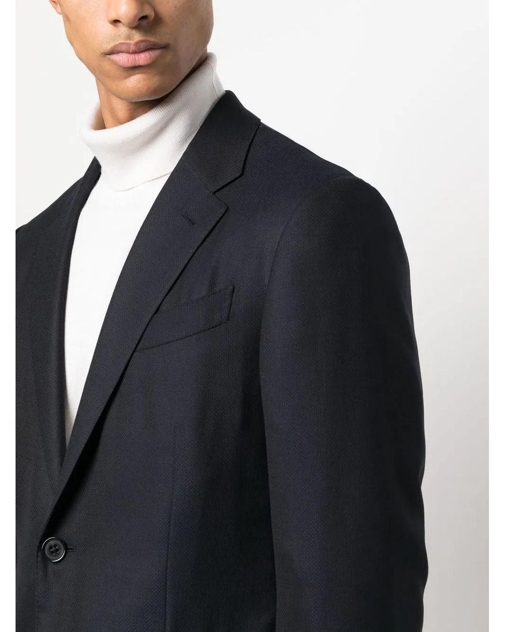 Zegna Blue Single-Breasted Blazer for men