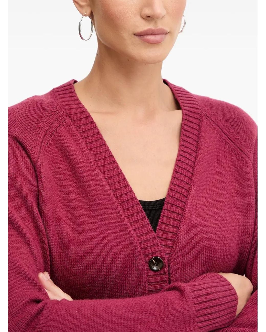 Silvian Heach Red Button V-Neck Cardigan