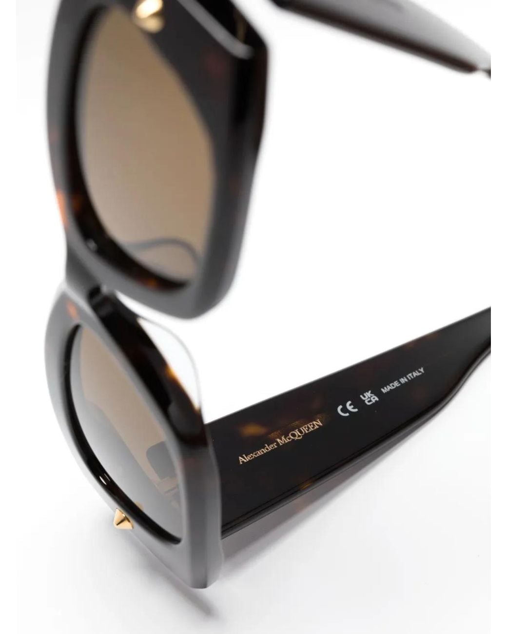 McQueen Natural Spike Studs Rectangular-Frame Sunglasses