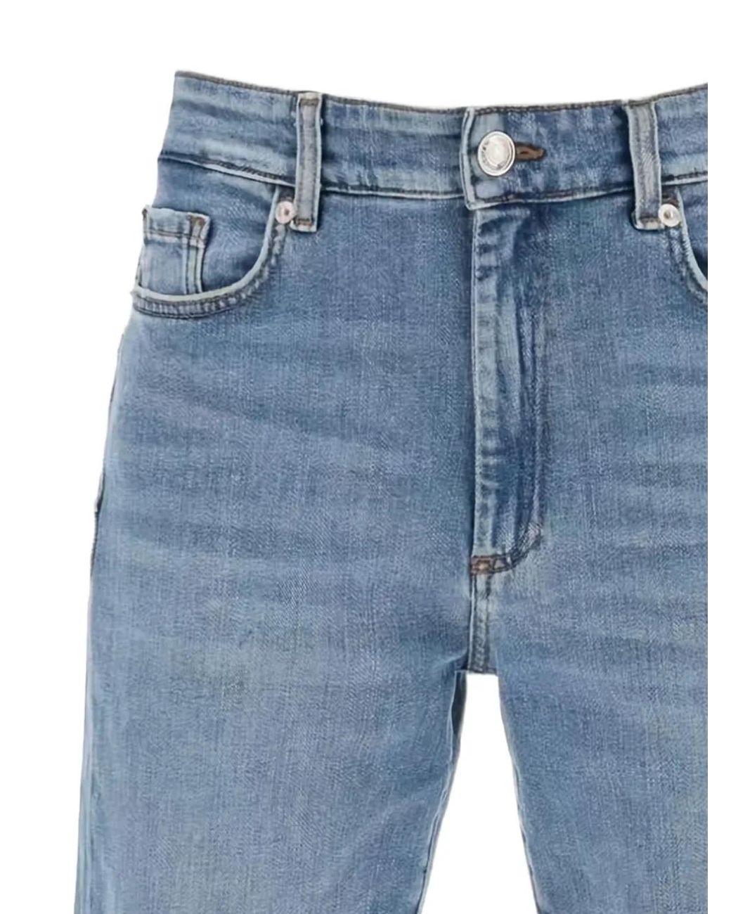 Max Mara Blue Navata Logo-Patch Button Jeans
