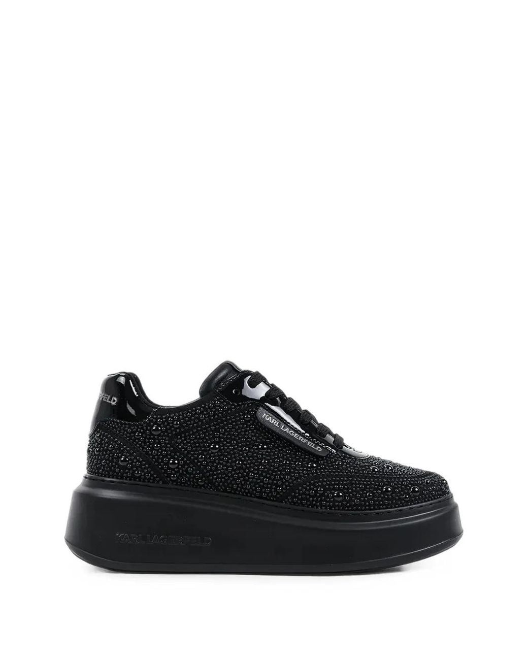 Karl Lagerfeld Black Bead-Embellished Platform Sneakers