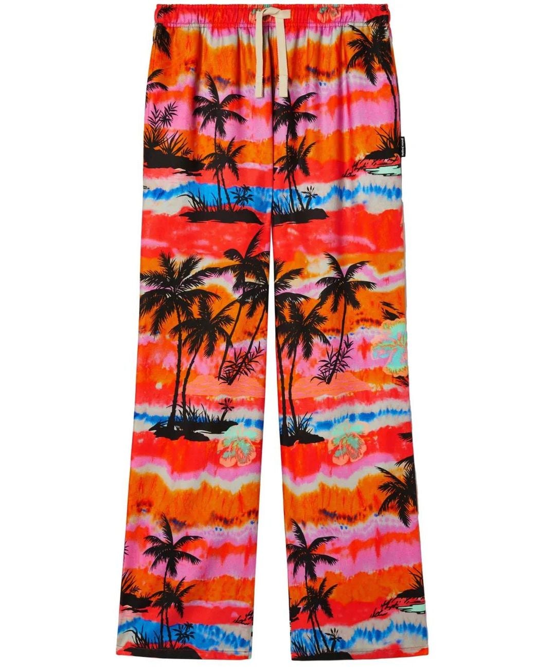 Palm Angels Red Psychedelic-Palms Wide-Leg Trousers for men