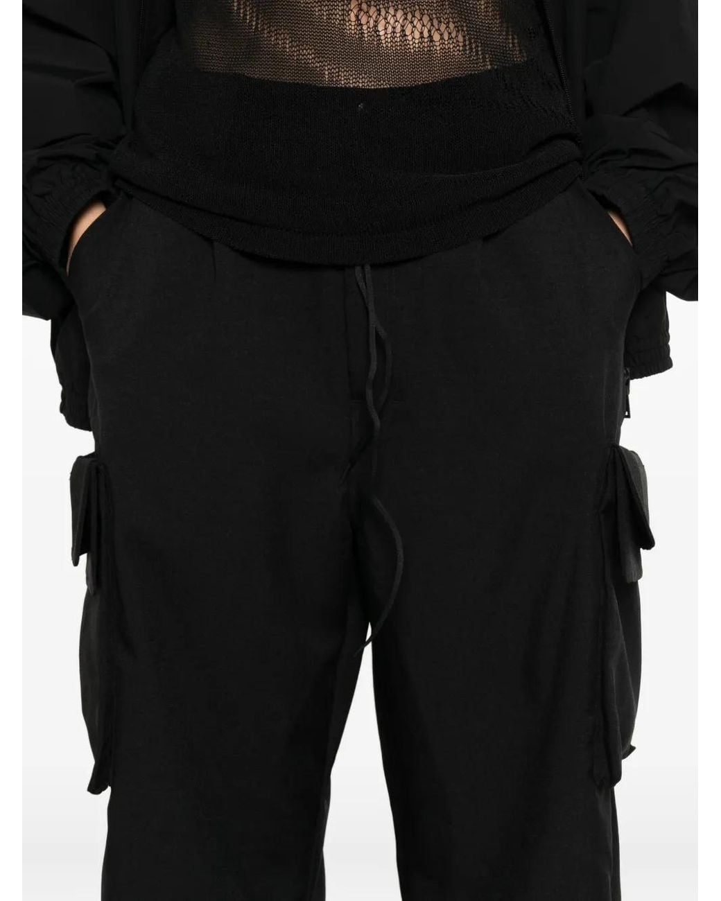 Y-3 Black Drawstring Cargo Trousers