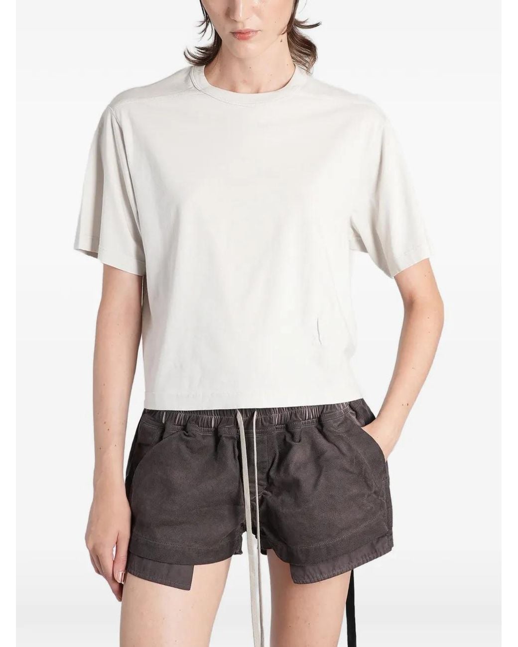 Rick Owens White Exposed-Seam T-Shirt