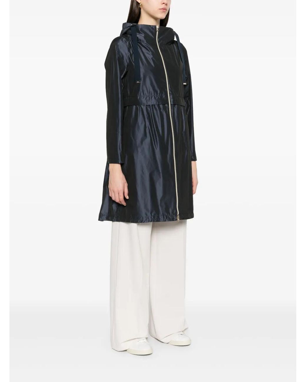 Herno Blue Hooded Raincoat