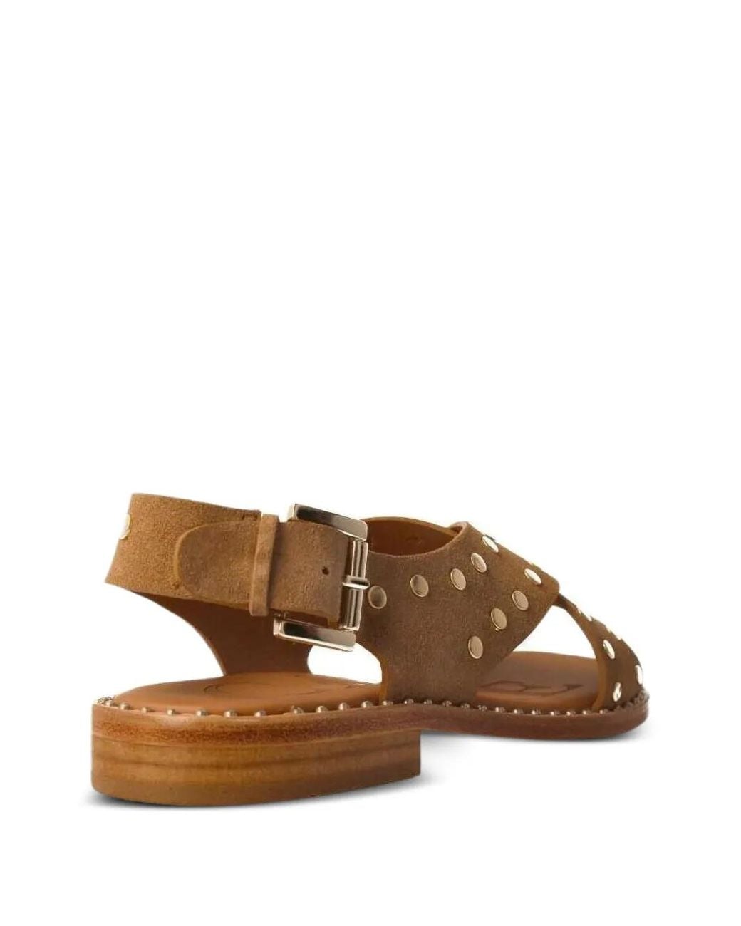 Calce Brown Flache Sandalen Mit Überkreuzten Riemen