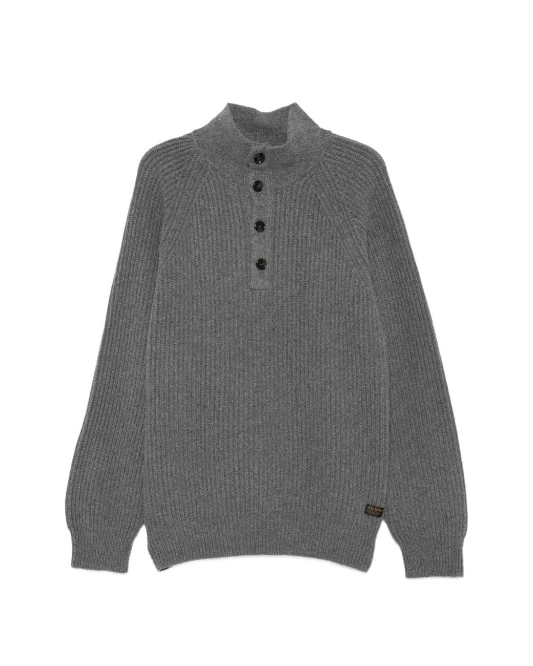 Filson Gray Ribbed-Knit Button-Up Sweater for men