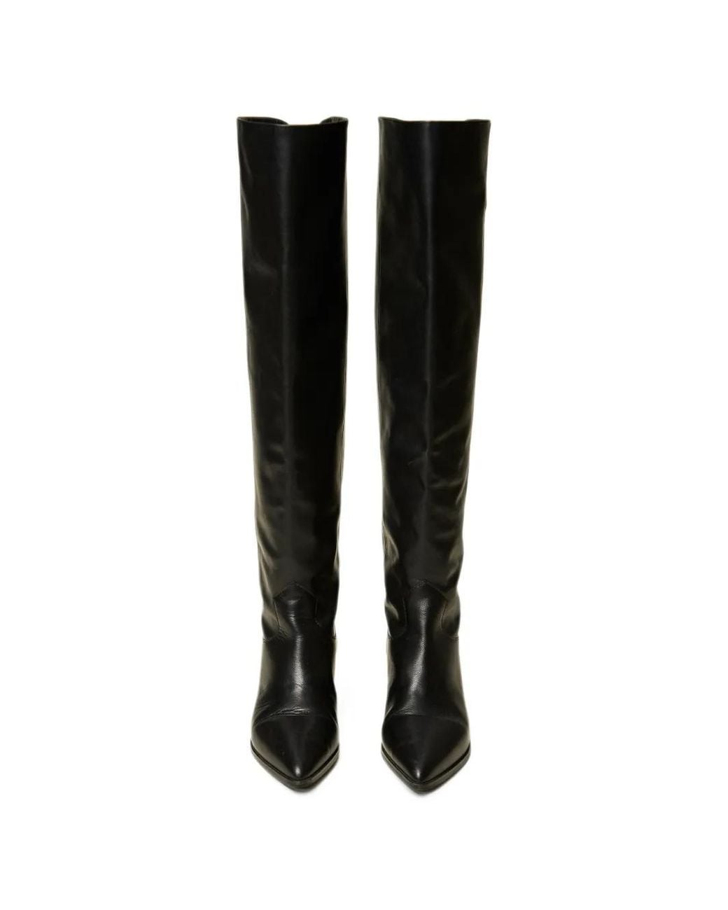 Twinset Black Leather Thigh-High Boots