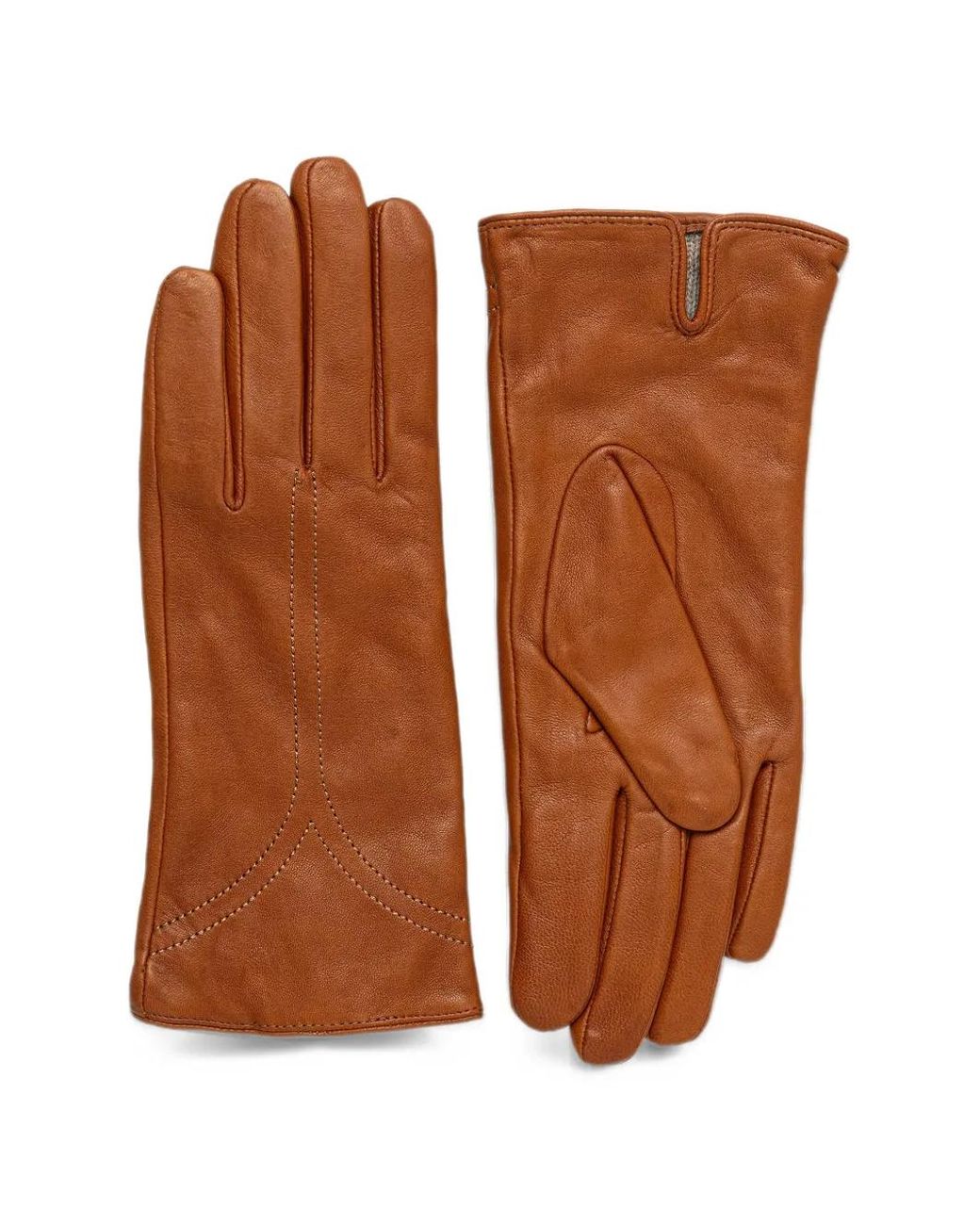 Sessun Brown Mauro Topstitched Leather Gloves
