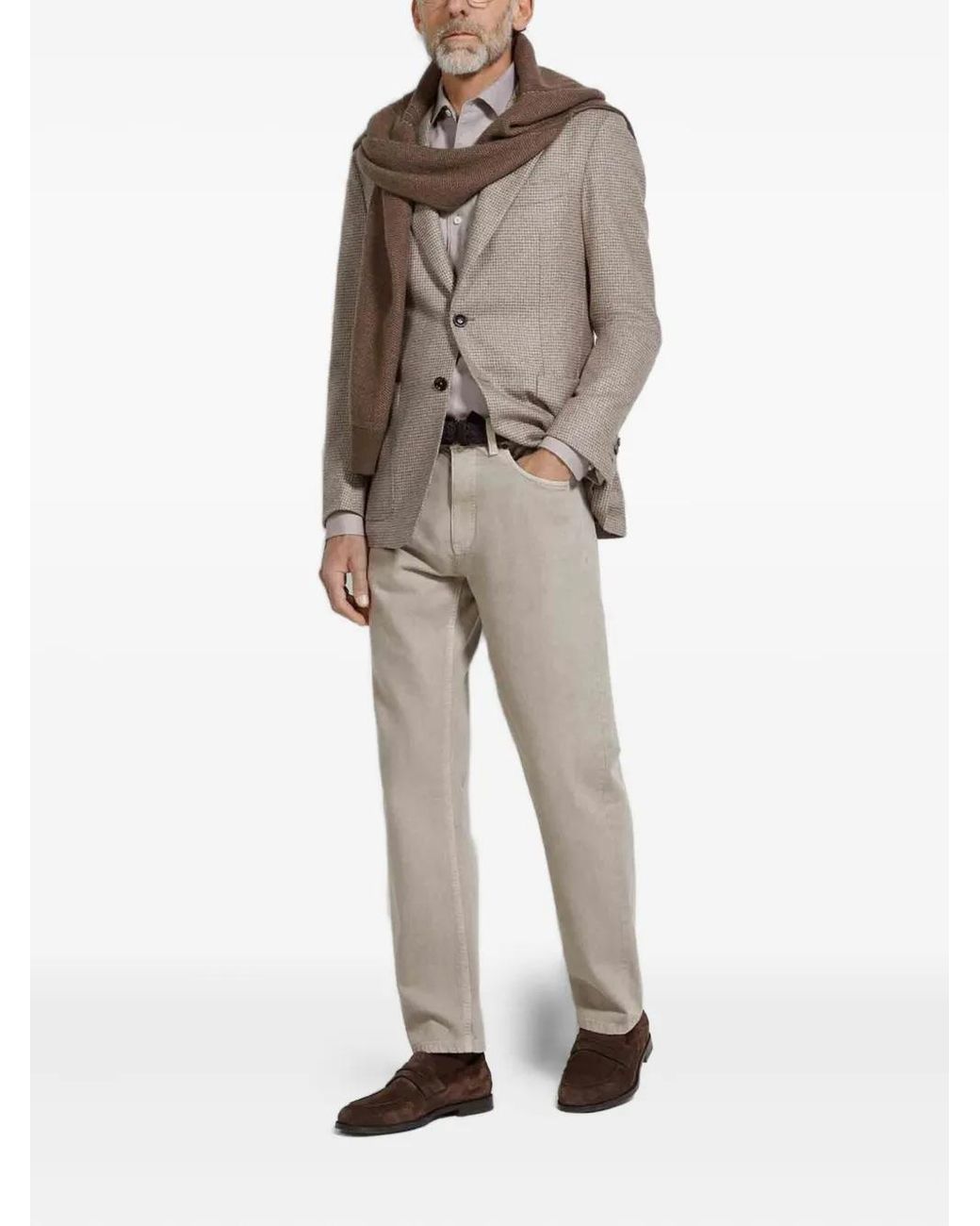 Zegna Brown Checked Button Blazer for men