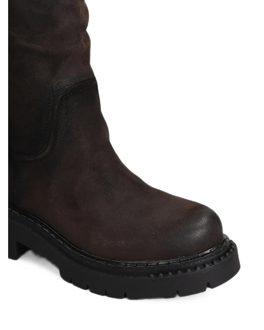 Ash Black Detroit Suede-Finish Chunky Boots