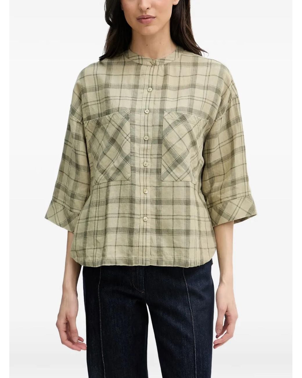 Barbour Green Orla Check-Pattern Button-Up Shirt