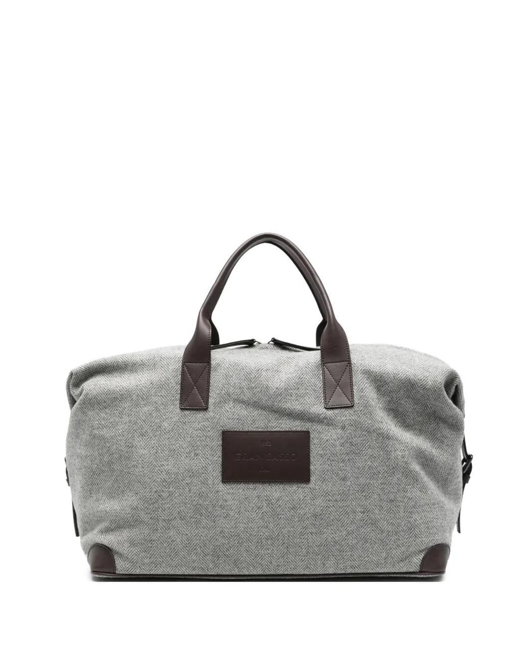 Gran Sasso Gray Herringbone-Pattern Wool Tote Bag for men