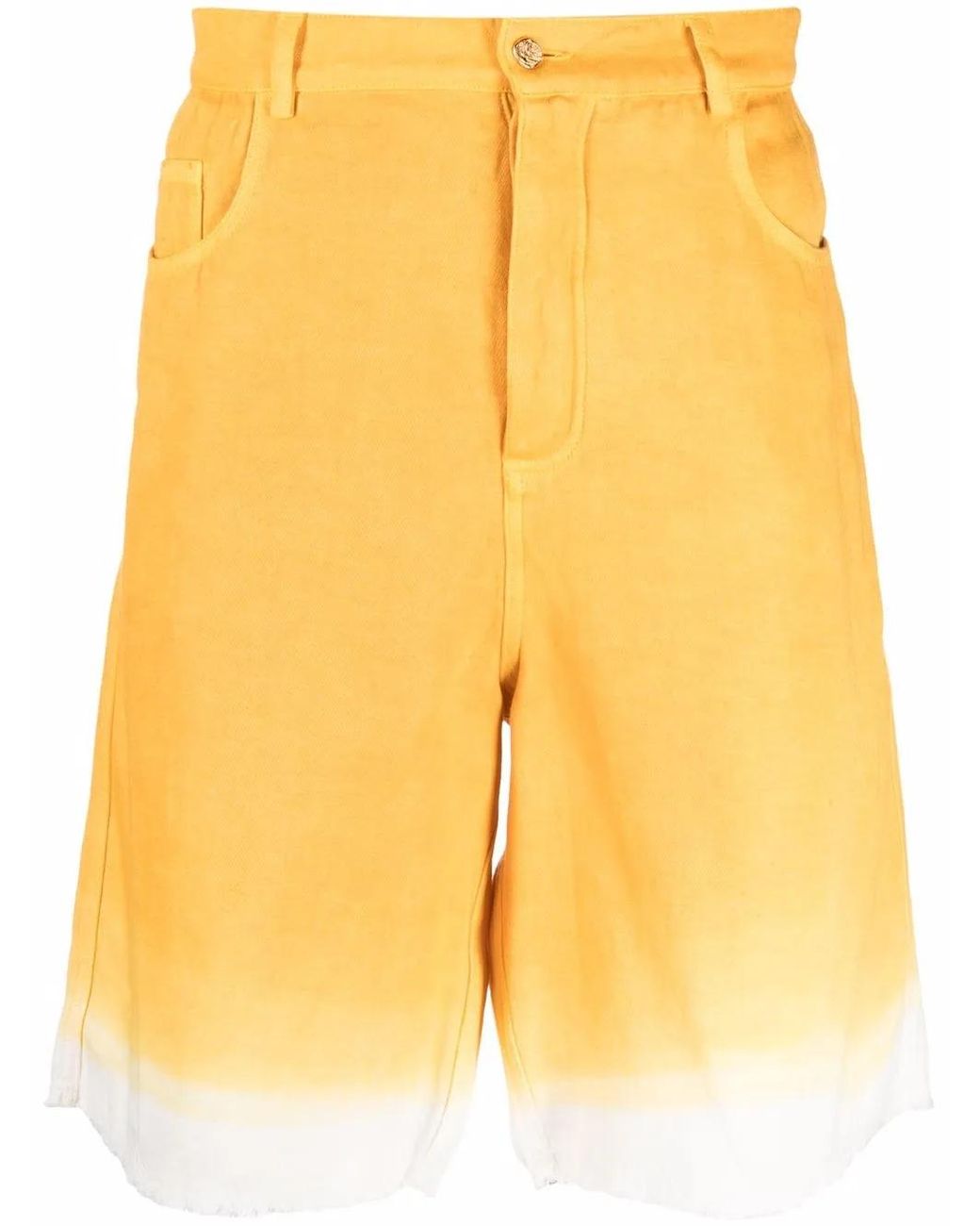 Federico Curradi Yellow Tie-Dye Denim Shorts for men
