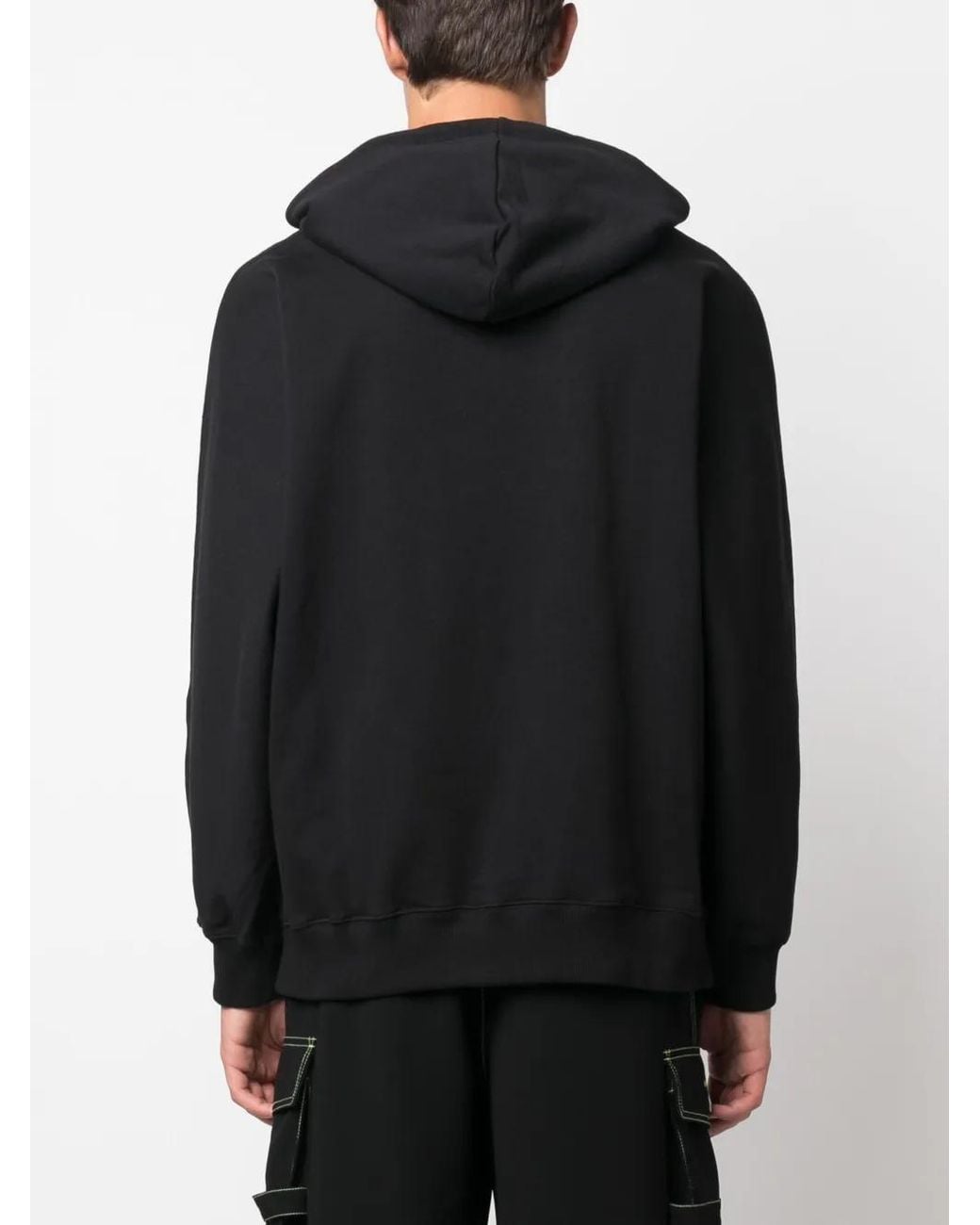 MSGM Black Logo-Print Cotton Hoodie for men