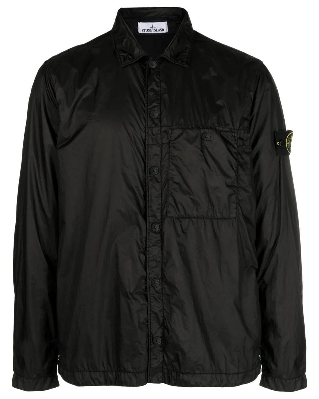 Stone Island Black Compass-Motif Shirt Jacket for men