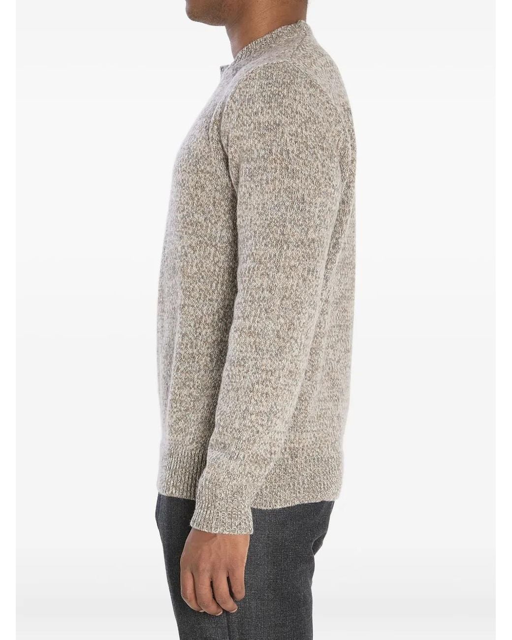 Barena Gray Speckled Crew-Neck Wool Sweater for men