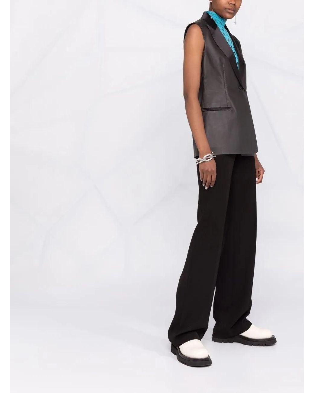 Ferragamo Black Tailored Leather Blazer