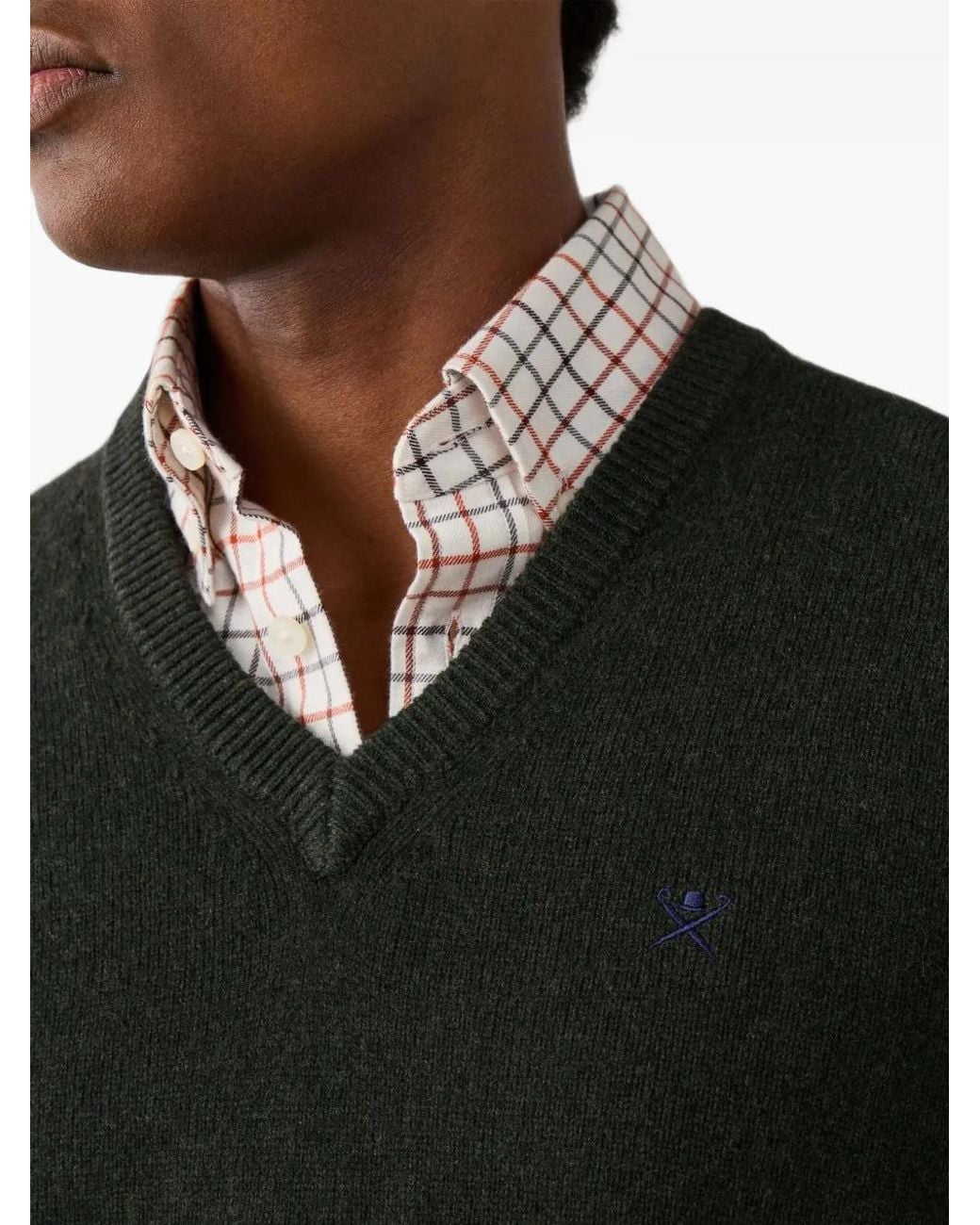 Hackett Black V-Neck Lambswool Sweater for men