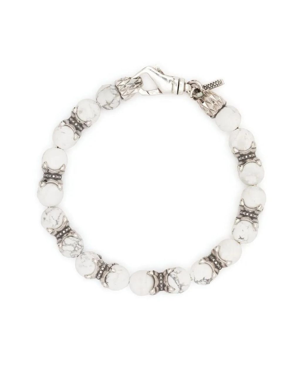 Emanuele Bicocchi White Beaded Chain Bracelet for men