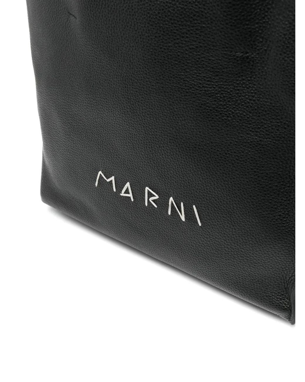 Marni Black Logo-Embroidered Tote Bag