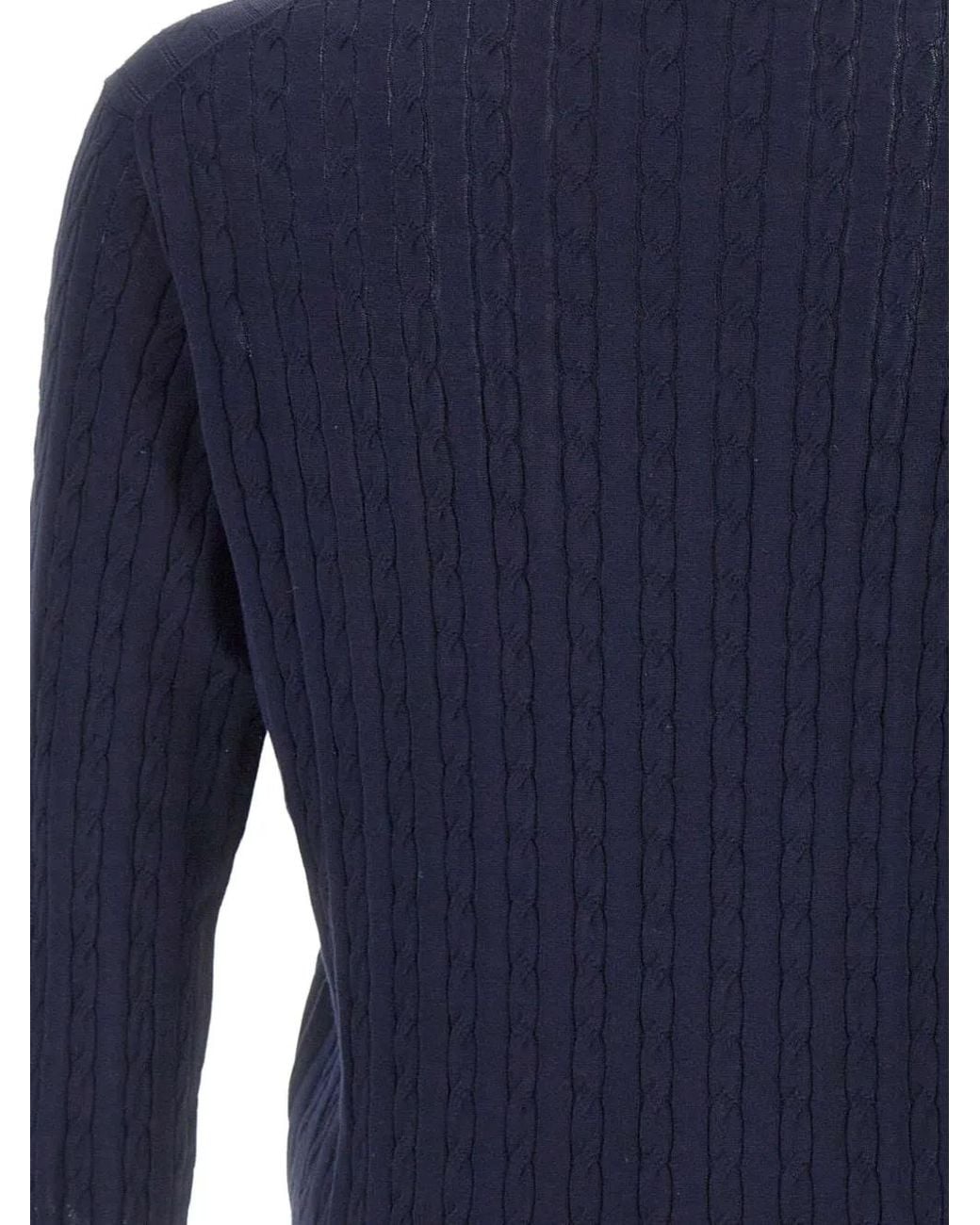 Kangra Blue Cable-Knit Crew-Neck Sweater for men