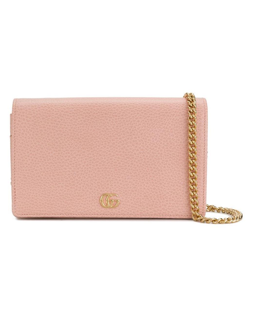 gg marmont leather mini chain bag pink