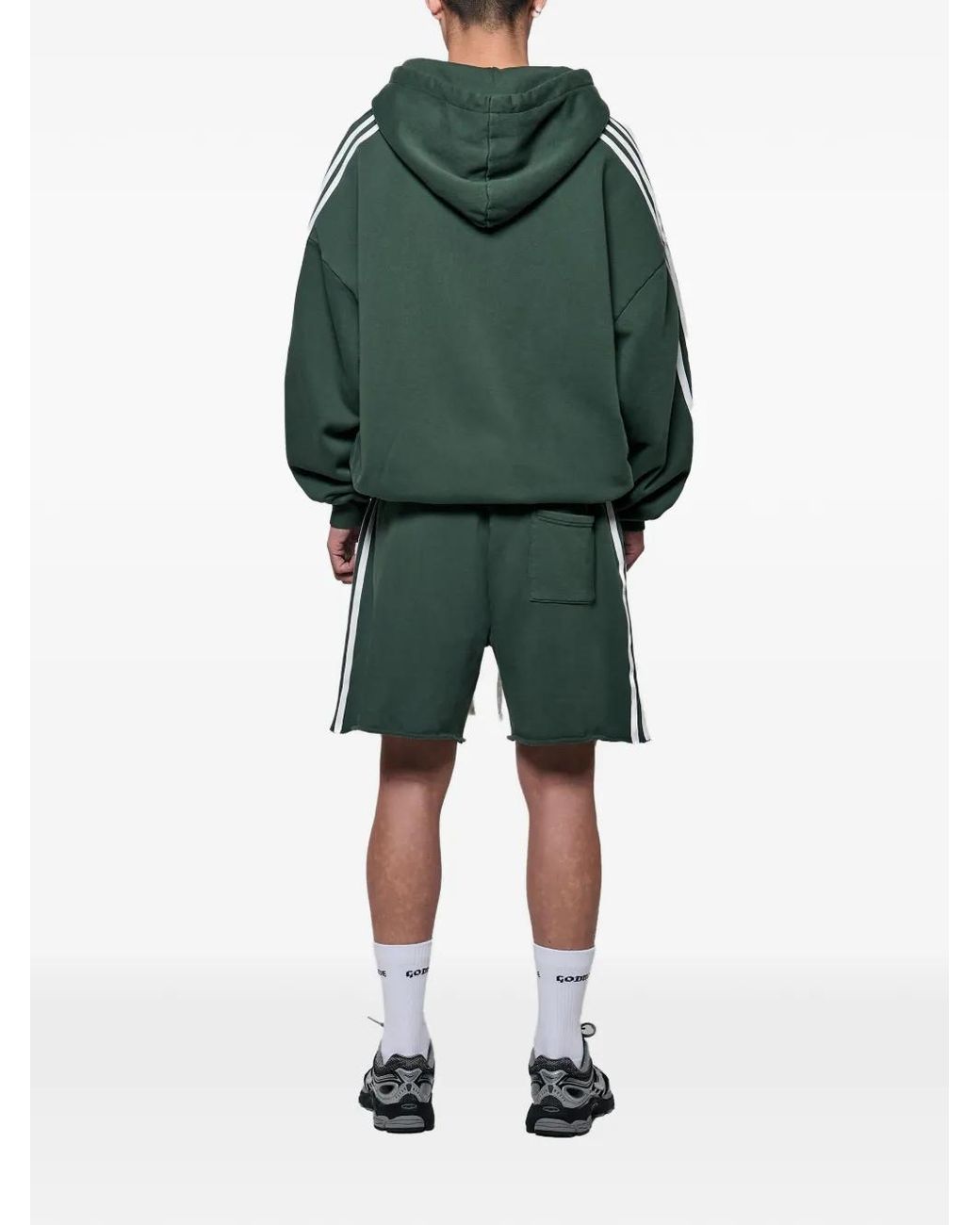 GODMADE Green Imperial Logo-Print Side-Stripe Hoodie for men